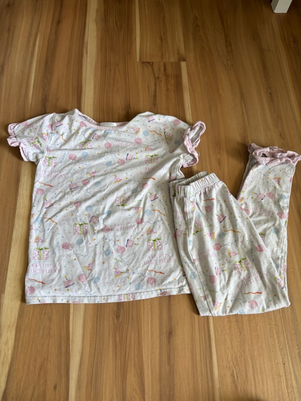 Girls' Pink Party Print Two-Piece Pajama Set size 7